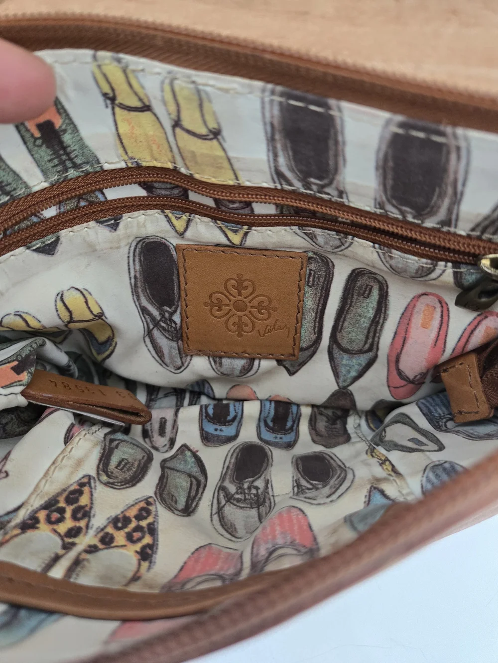 Classic Tan Leather Crossbody Envelope Bag with Pink Trim